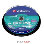  DVD-RW Verbatim 4.7Gb 4x, cake box, 10 .