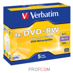  DVD+RW Verbatim 4.7Gb 4x, Jewel Case, 5 . DL+