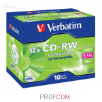  CD-RW Verbatim 700Mb 12x, slim, 10. (43148)