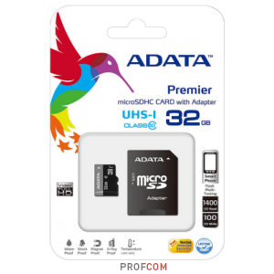   microSDHC UHS-I Class 10 32Gb A-Data (SD adapter)