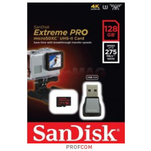   microSDXC UHS-II U3 Class 10 128Gb SanDisk Extreme Pro (USB 3.0 Reader)