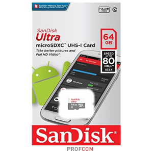   microSDHC UHS-I Class 10 64Gb SanDisk Ultra (SDSQUNS-064G)