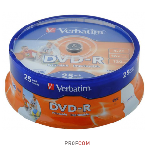  DVD-R Verbatim 4.7Gb 16x, cake box, printable, 25 .