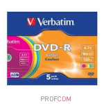  DVD-R Verbatim 4.7Gb 16x, slim case, color, 5 .