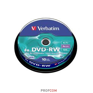  DVD-RW Verbatim 4.7Gb 4x, cake box, 10 .