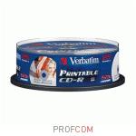  CD-R Verbatim DataLife+ 700Mb 52x, cake box,25, AZO Wide Inkjet Printable (43439)