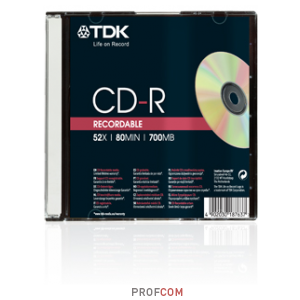 CD-R TDK 700Mb 52x, slim case, 10 . (CD-R80SCA10)
