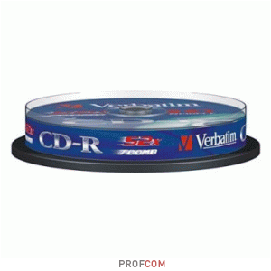  CD-R Verbatim DataLife+ 700Mb 52x, cake box, ExtraProtection, 10. (43437)