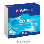  CD-R Verbatim DataLife+ 700Mb 52x, slim case, 10. (43415)