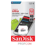   microSDHC UHS-I Class 10 64Gb SanDisk Ultra (SDSQUNS-064G)